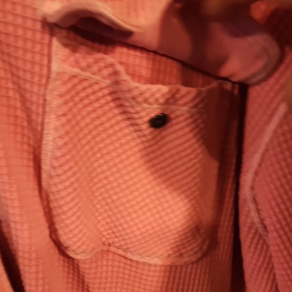 Aerie Pink Waffle Knit Shirt Jacket - Picture 3 of 5